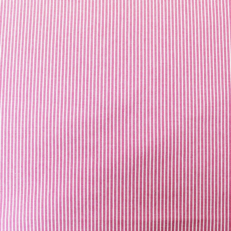 Dressmaking Cotton Denim Hickory Stripe - Pink and White