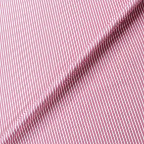 Dressmaking Cotton Denim Hickory Stripe - Pink and White