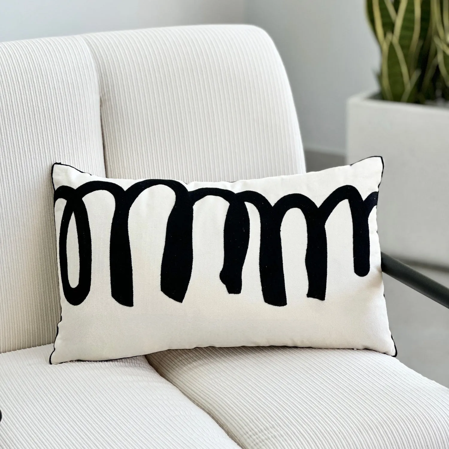 Embroidery Scribble Long Pillow