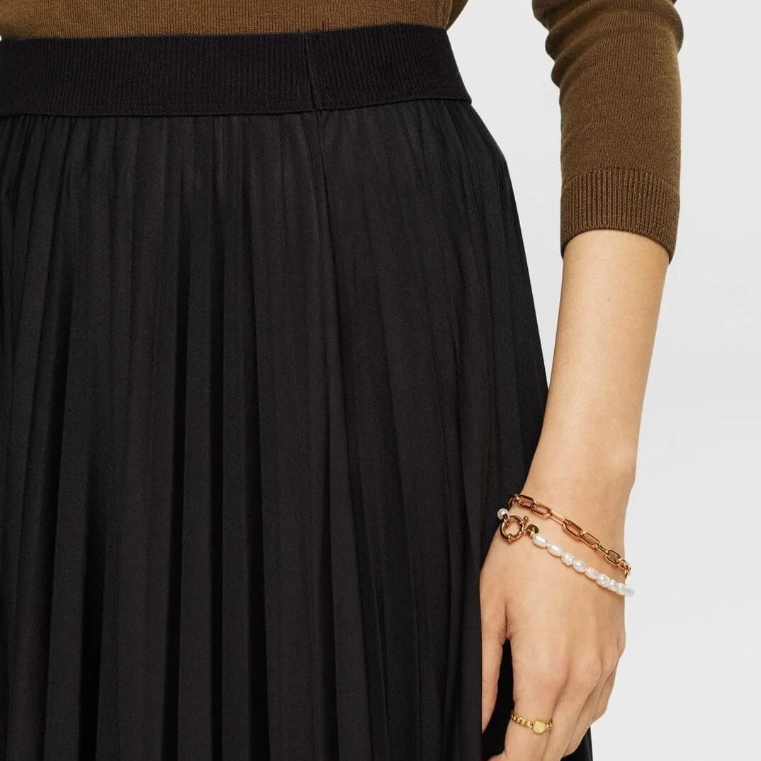 Esprit Pleated midi skirt in Black