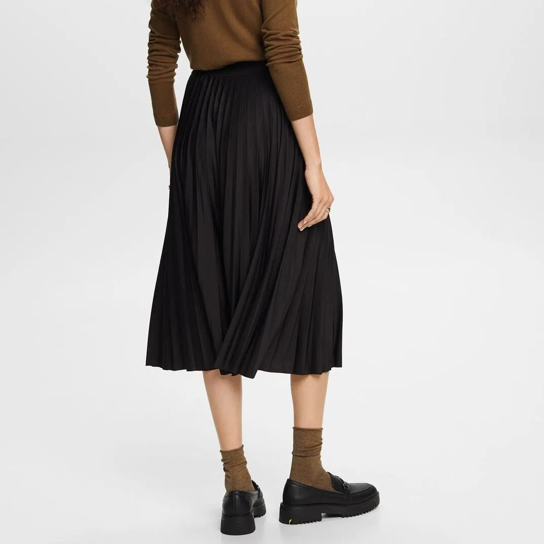 Esprit Pleated midi skirt in Black