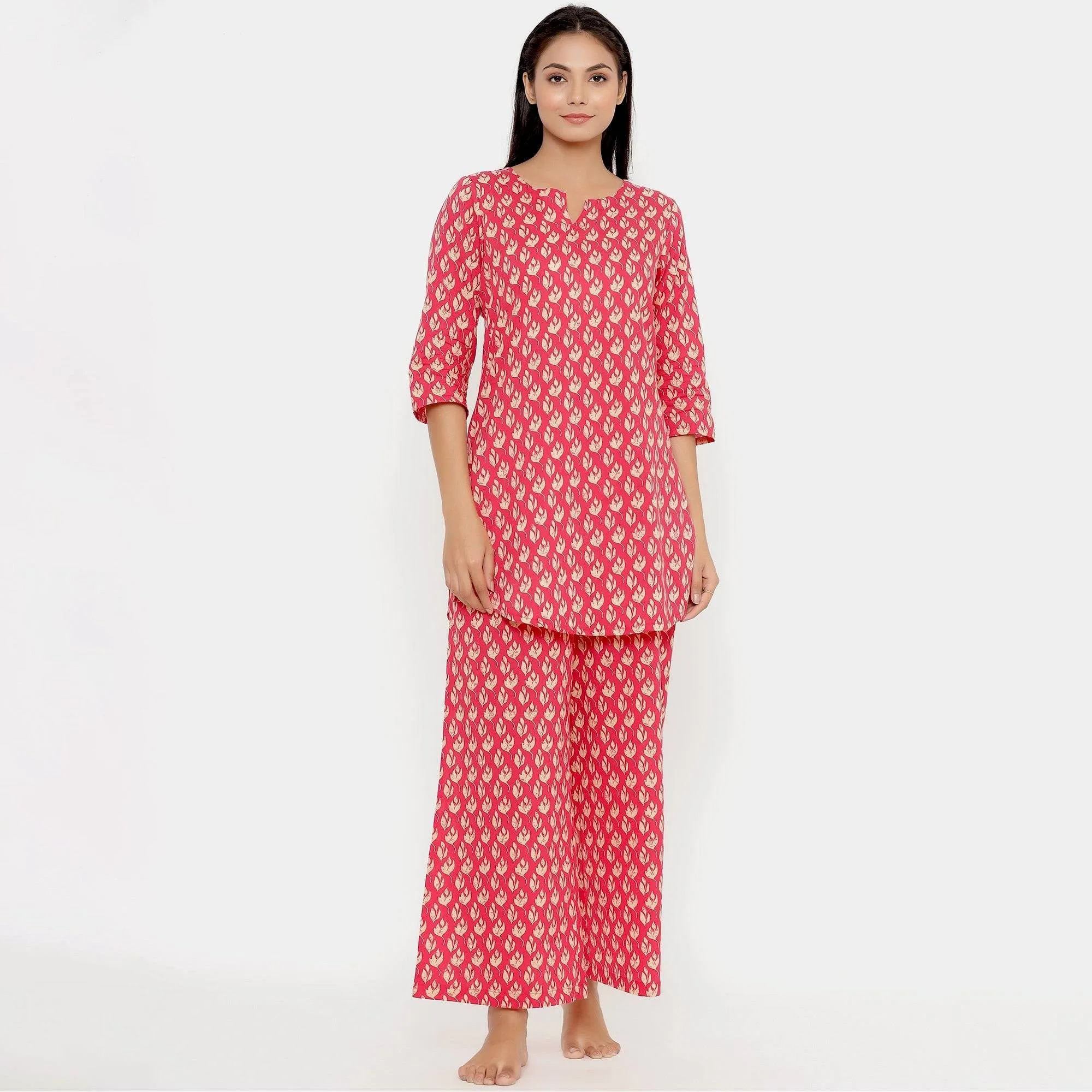 Flaming Leaves On Red Loungewear