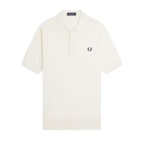 Fred Perry Cotton Knitted Polo Shirt Ecru