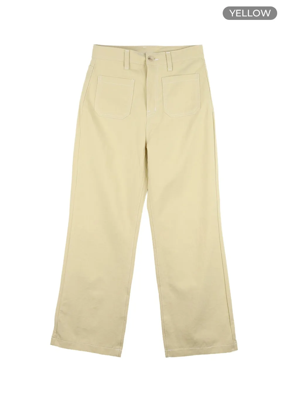 Front Pockets Straight Fit Pants OA419
