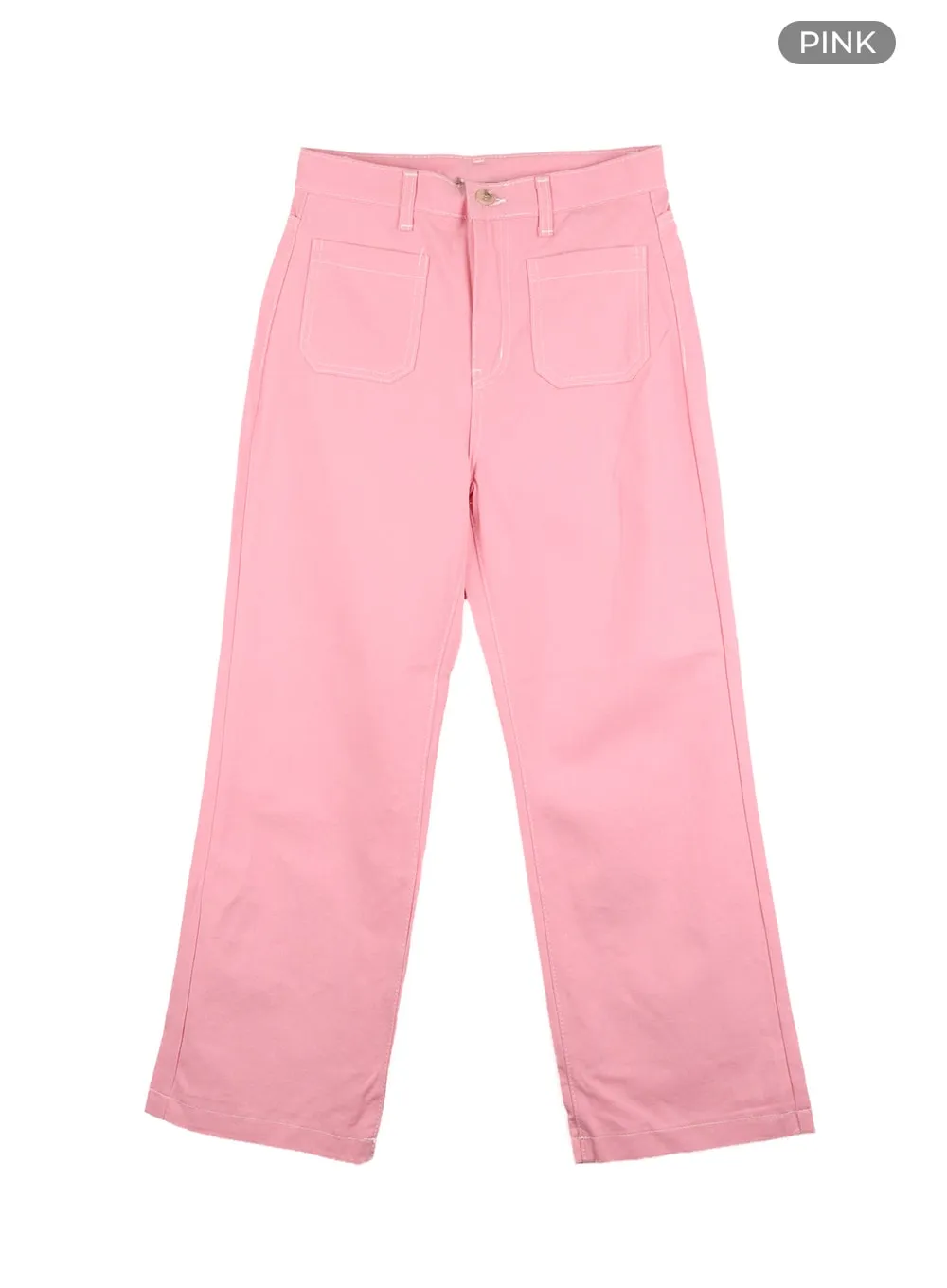 Front Pockets Straight Fit Pants OA419