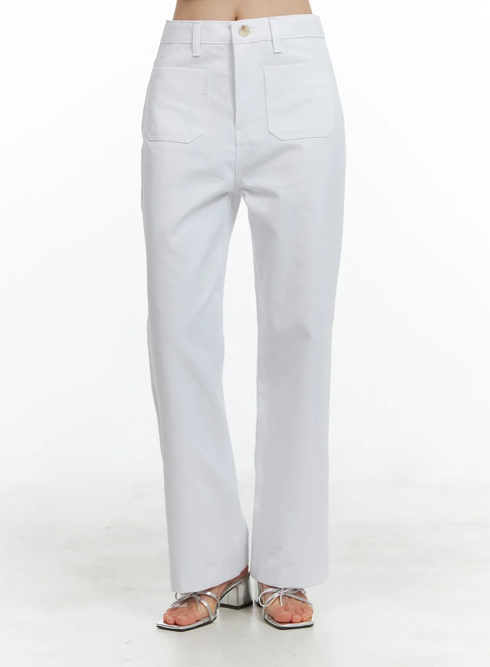 Front Pockets Straight Fit Pants OA419