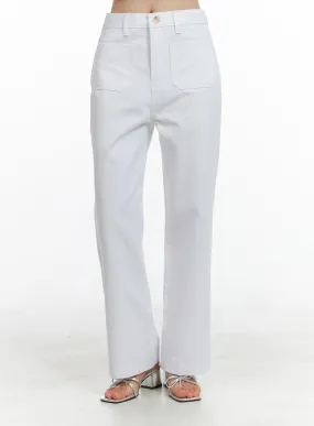 Front Pockets Straight Fit Pants OA419