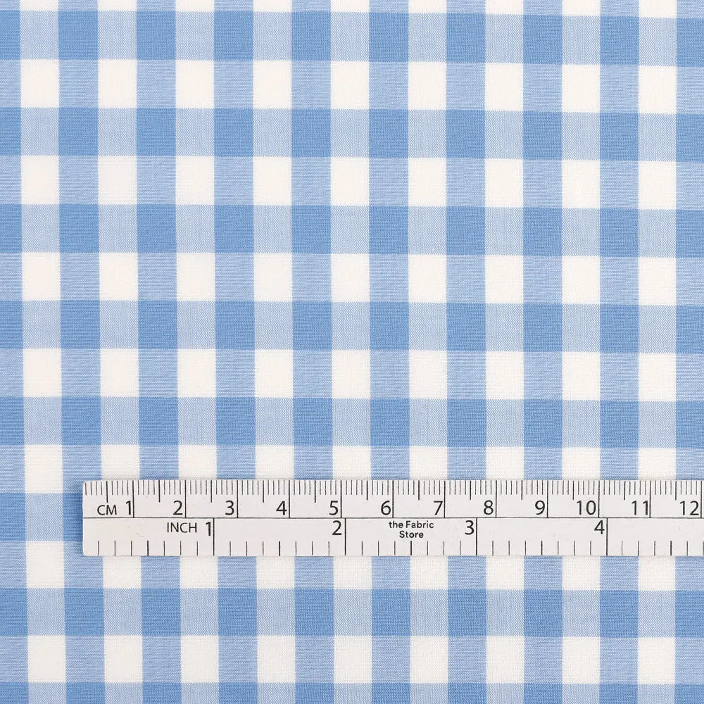 Gingham Cotton Poplin - Sky