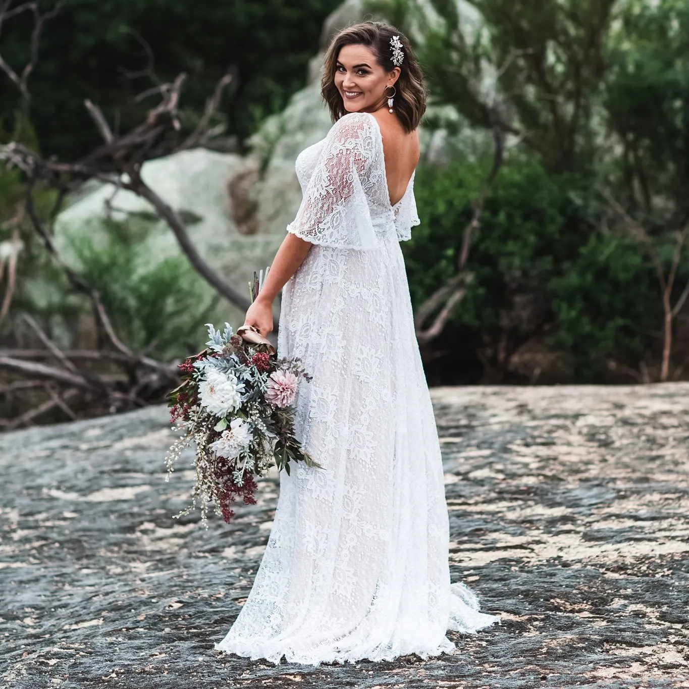 Grace #1640 Lace Flutter Sleeve Bridal Gown