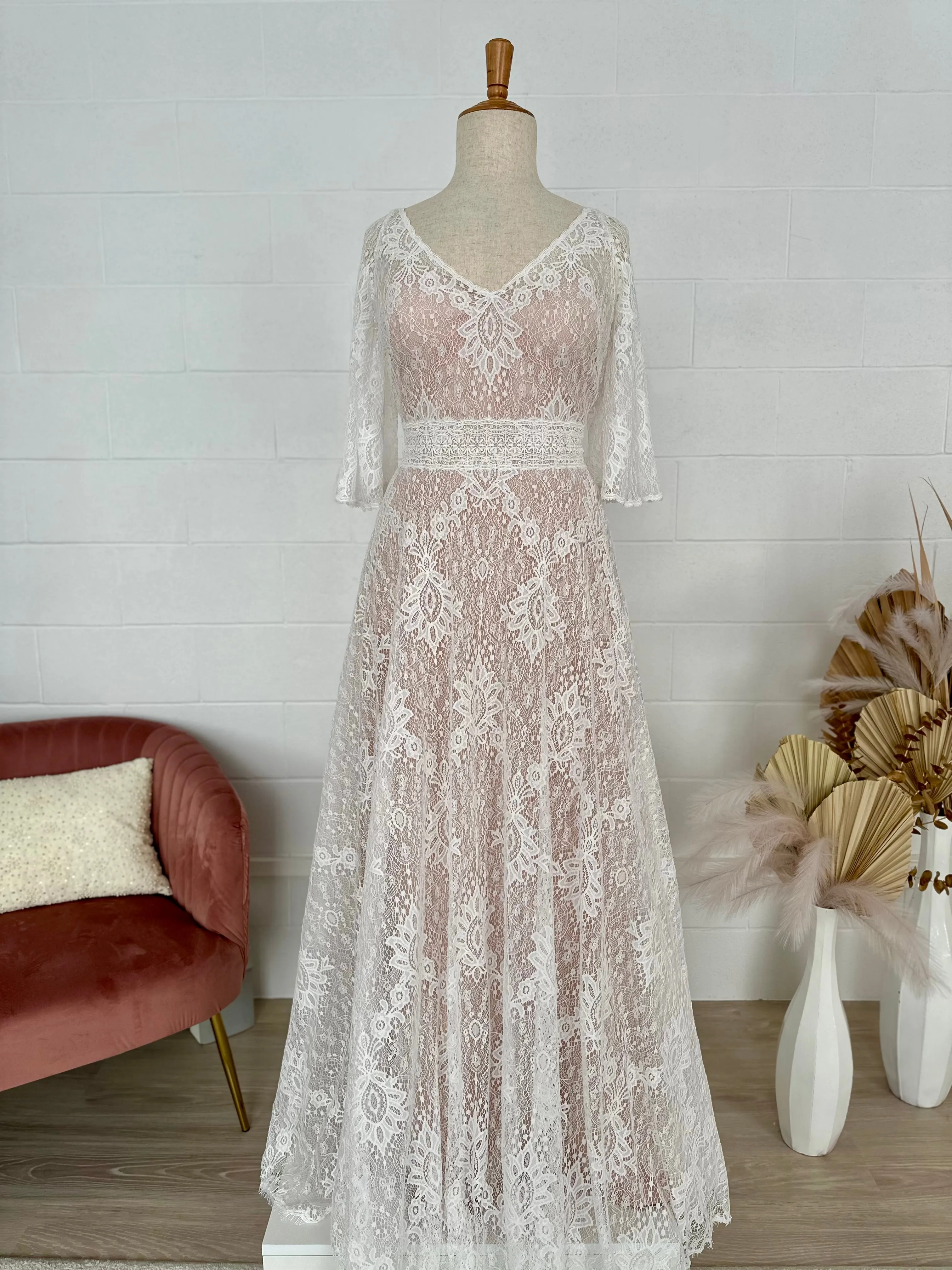 Grace #1640 Lace Flutter Sleeve Bridal Gown