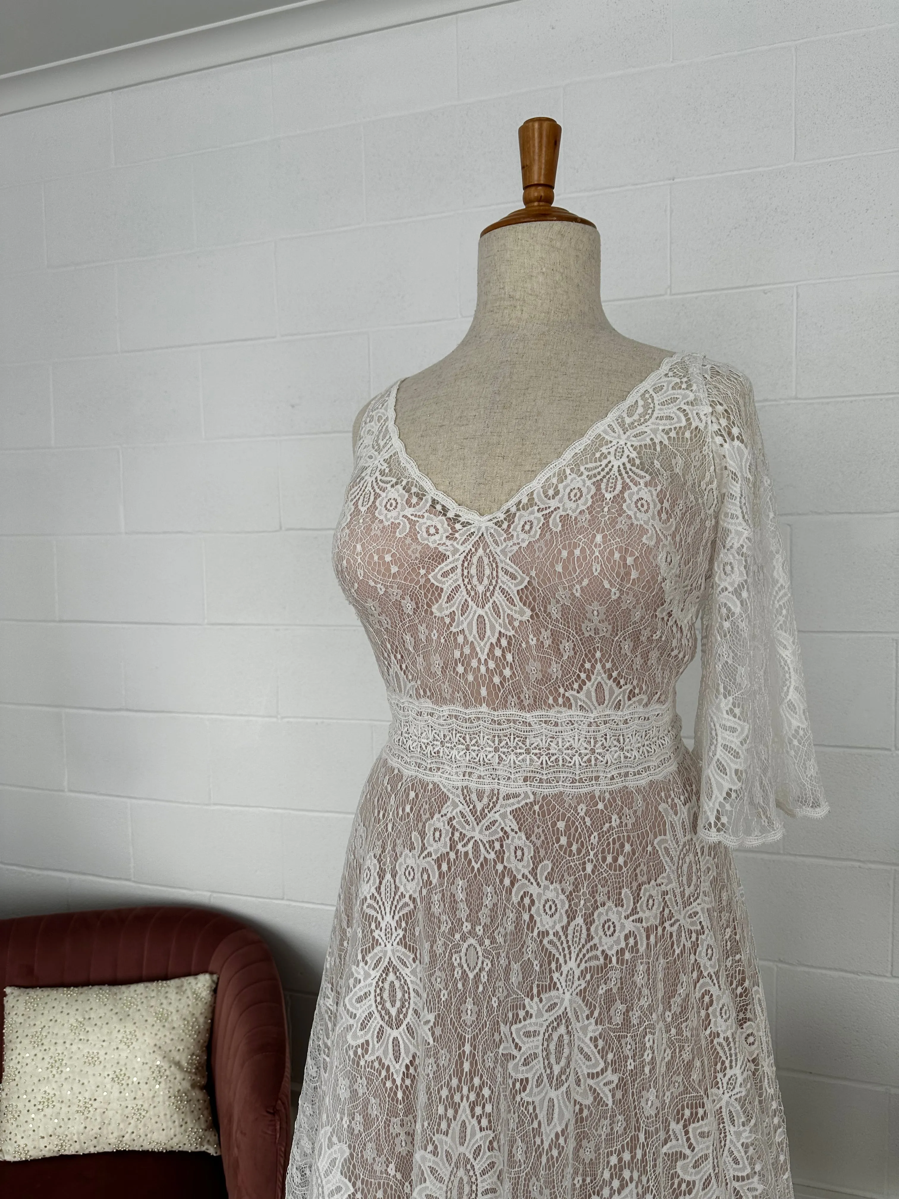 Grace #1640 Lace Flutter Sleeve Bridal Gown