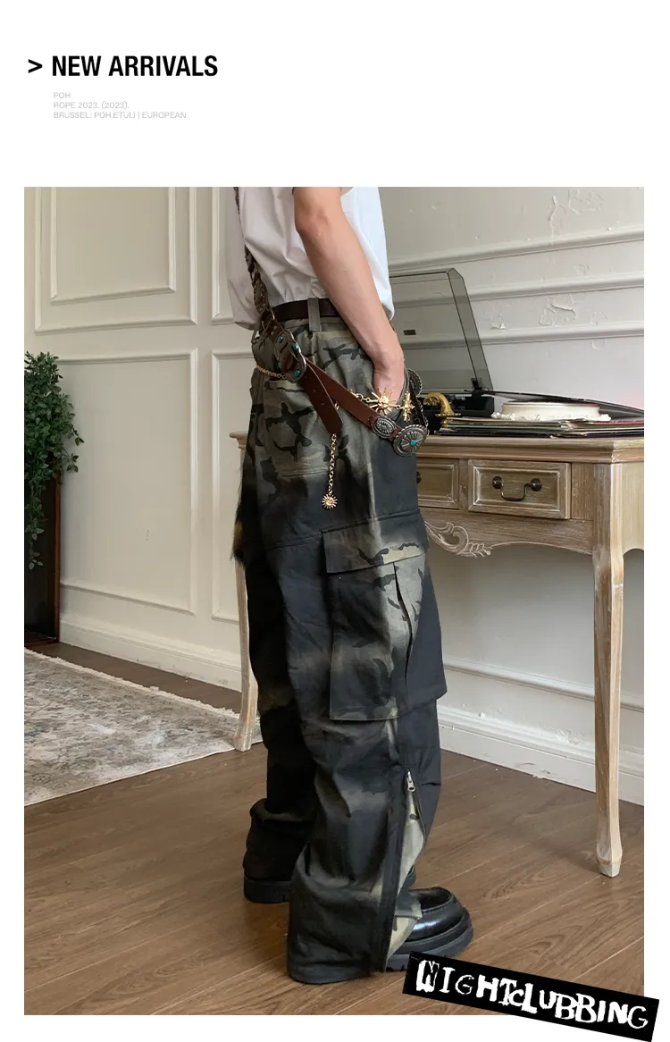 Gradient Wide Leg Casual Pants