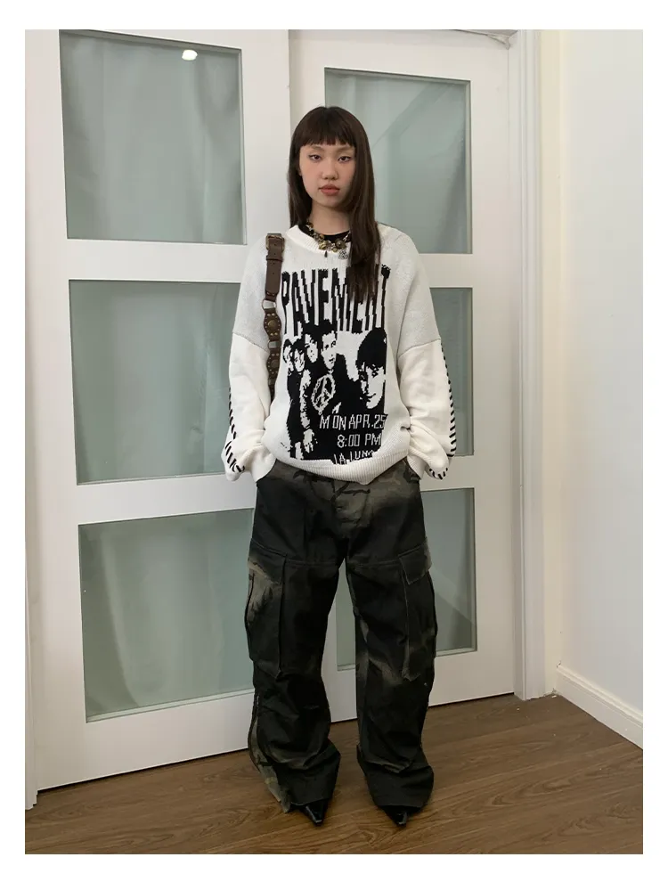 Gradient Wide Leg Casual Pants