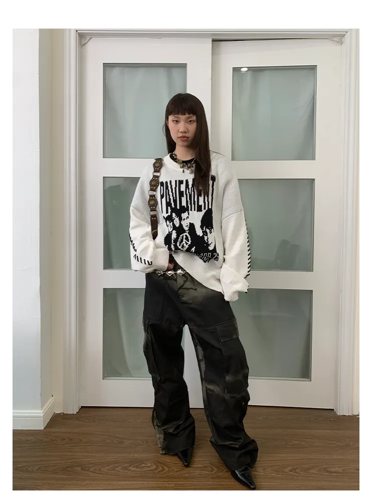 Gradient Wide Leg Casual Pants