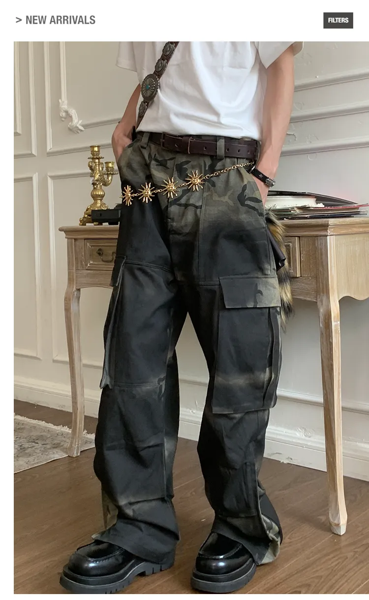 Gradient Wide Leg Casual Pants