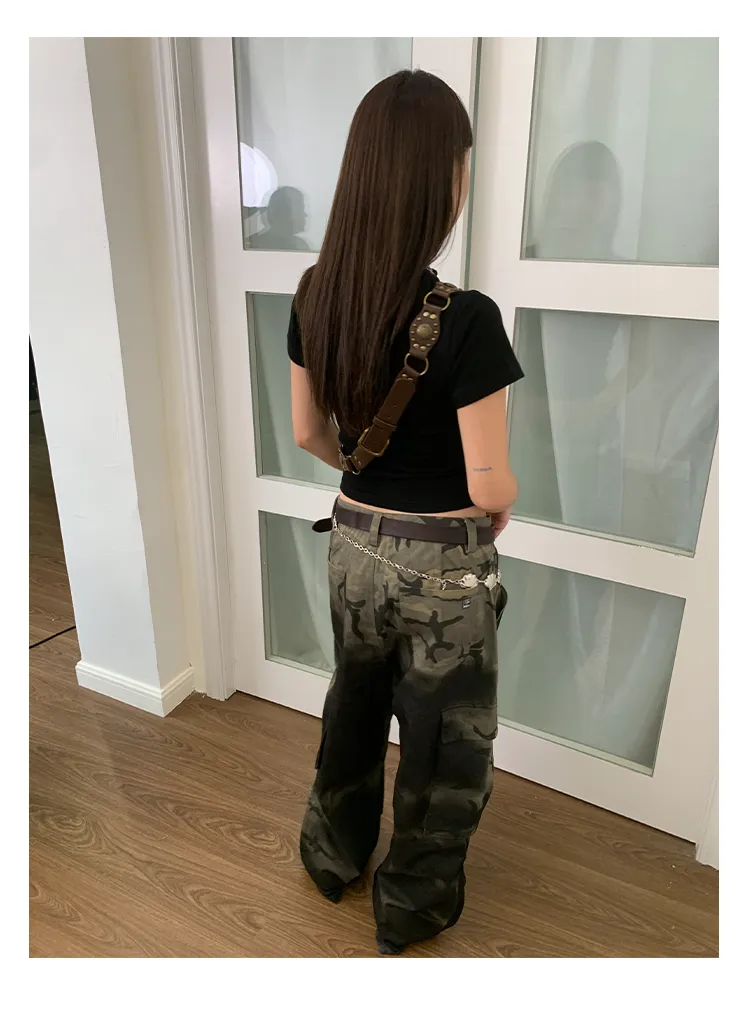 Gradient Wide Leg Casual Pants