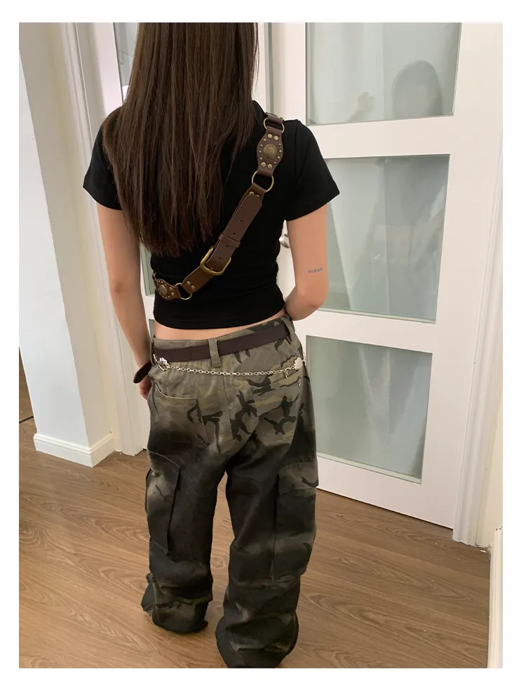 Gradient Wide Leg Casual Pants