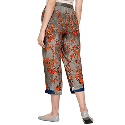 Grey Maternity and Nursing Loungwear with Orange Floral Print
