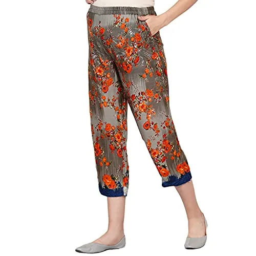 Grey Maternity and Nursing Loungwear with Orange Floral Print