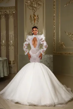 High Neck Long Sleeves Wedding Dresses