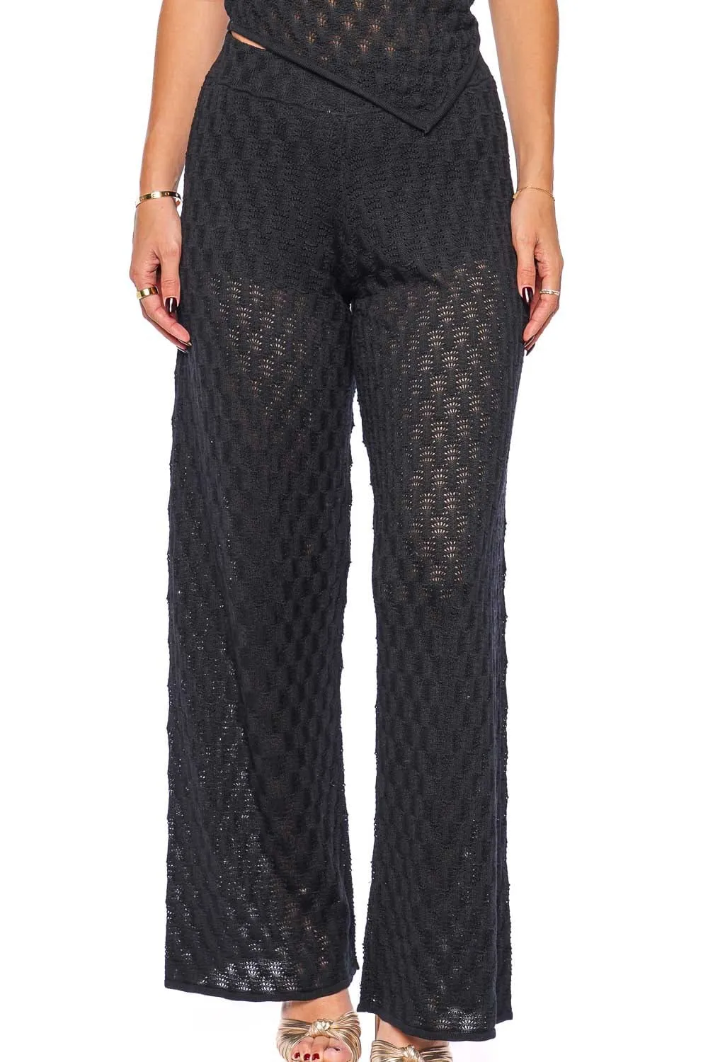 Jayla Black Knit Straight Leg Pants
