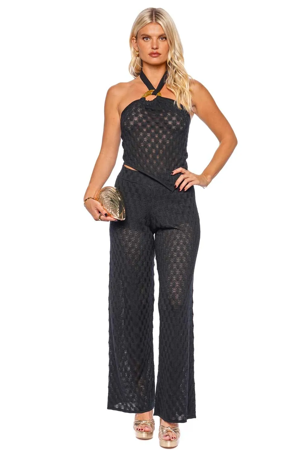 Jayla Black Knit Straight Leg Pants