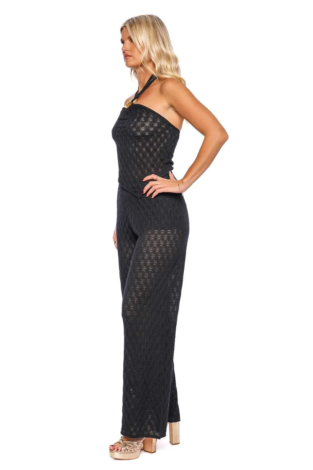 Jayla Black Knit Straight Leg Pants