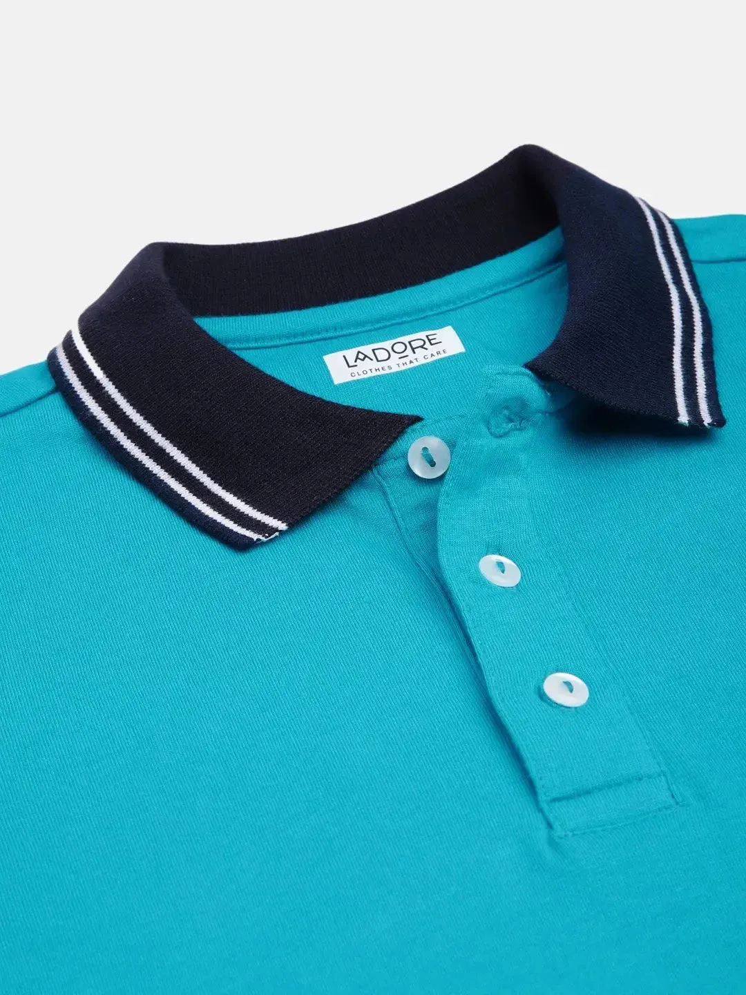 Kids Blue Half Sleeves Cotton Polo T-shirt
