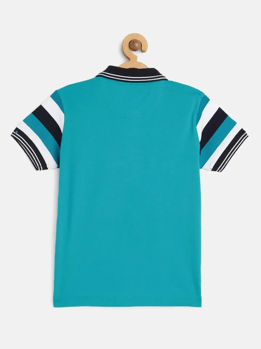 Kids Blue Half Sleeves Cotton Polo T-shirt