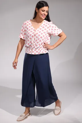 Lite weight Wide leg Pants | NAVY | 8839YY