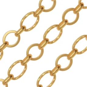 Matte Gold Plated Long Short Chain, 7.5mm, by the Foot