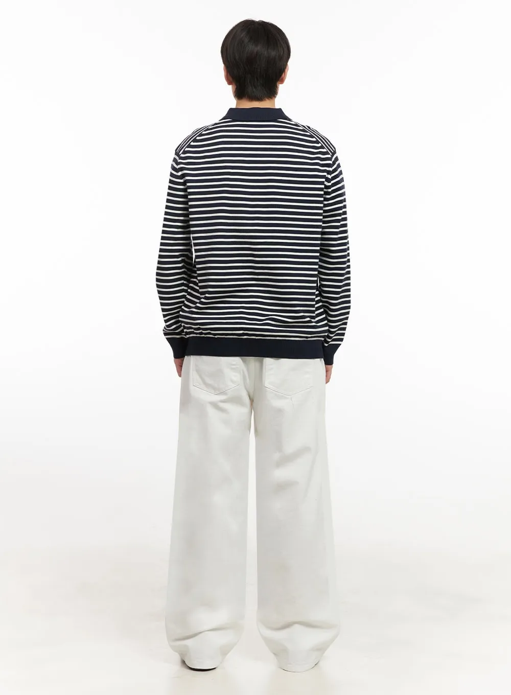 Men's Cotton Wide-Fit Trousers (White) IJ517