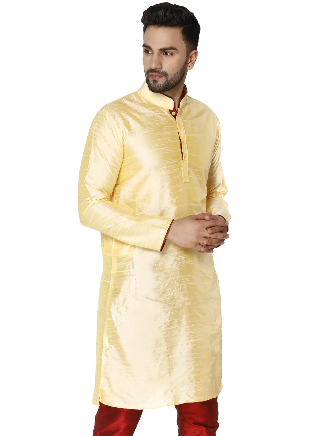 Men's Tunic Cotton Kurta Long Shirt Regular Fit Beige