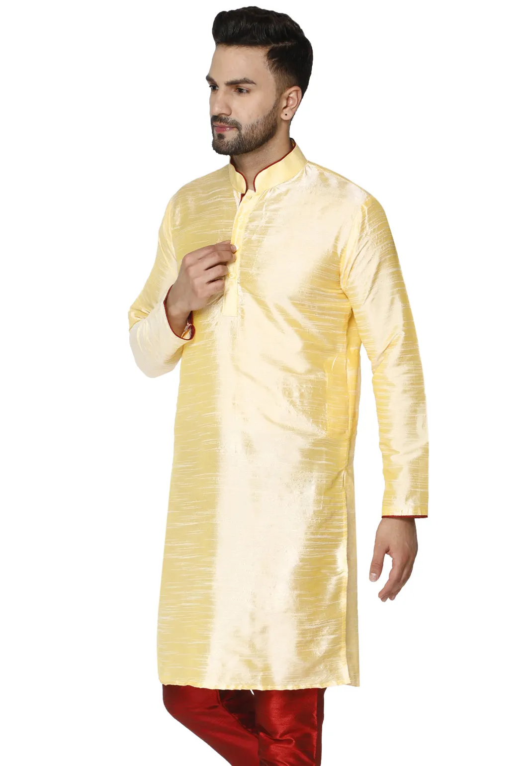 Men's Tunic Cotton Kurta Long Shirt Regular Fit Beige