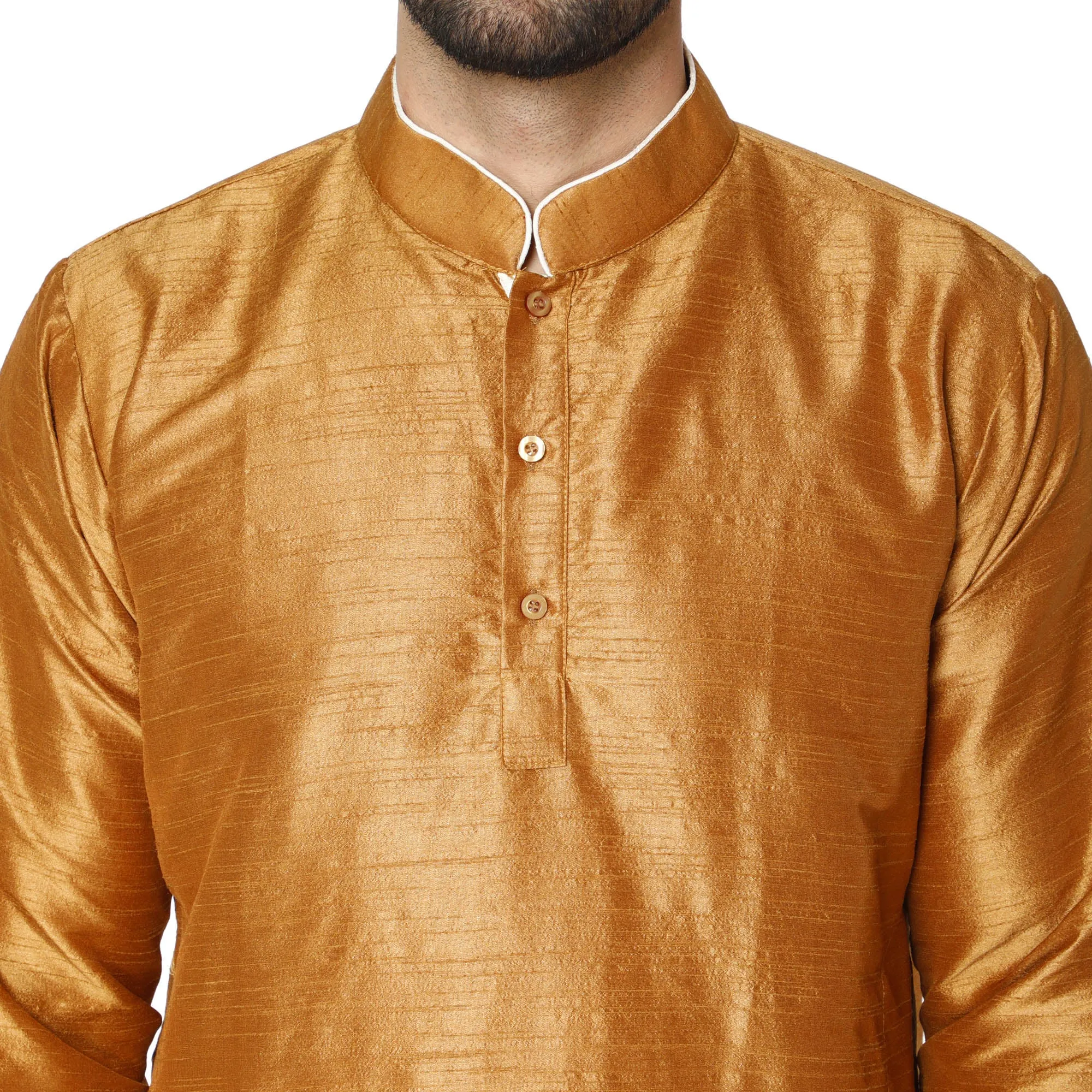 Men's Tunic Cotton Kurta Long Shirt Regular Fit Brown