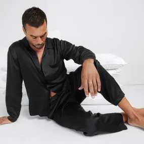 Men's Washable Silk Button Up Set