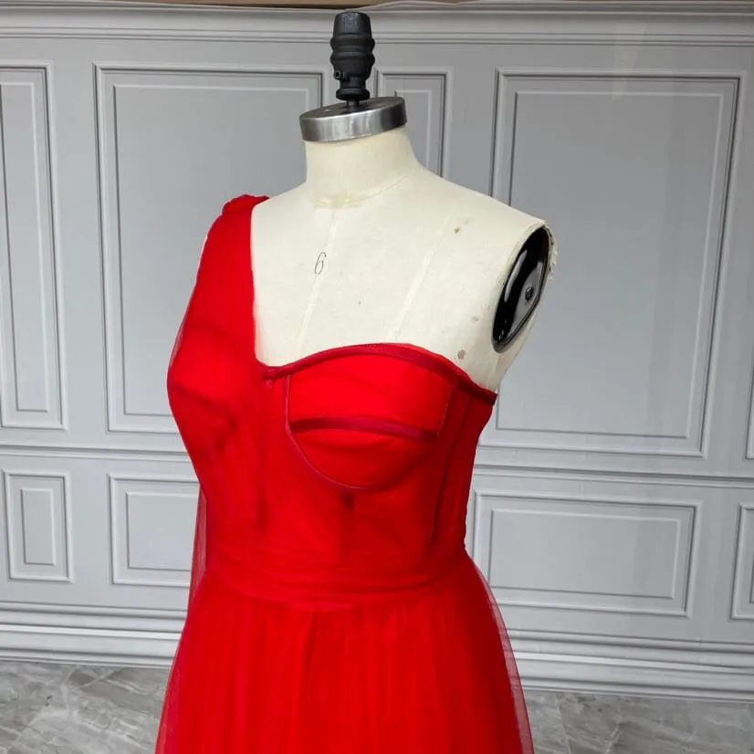 Modern A-Line One-Shoulder Prom Dress