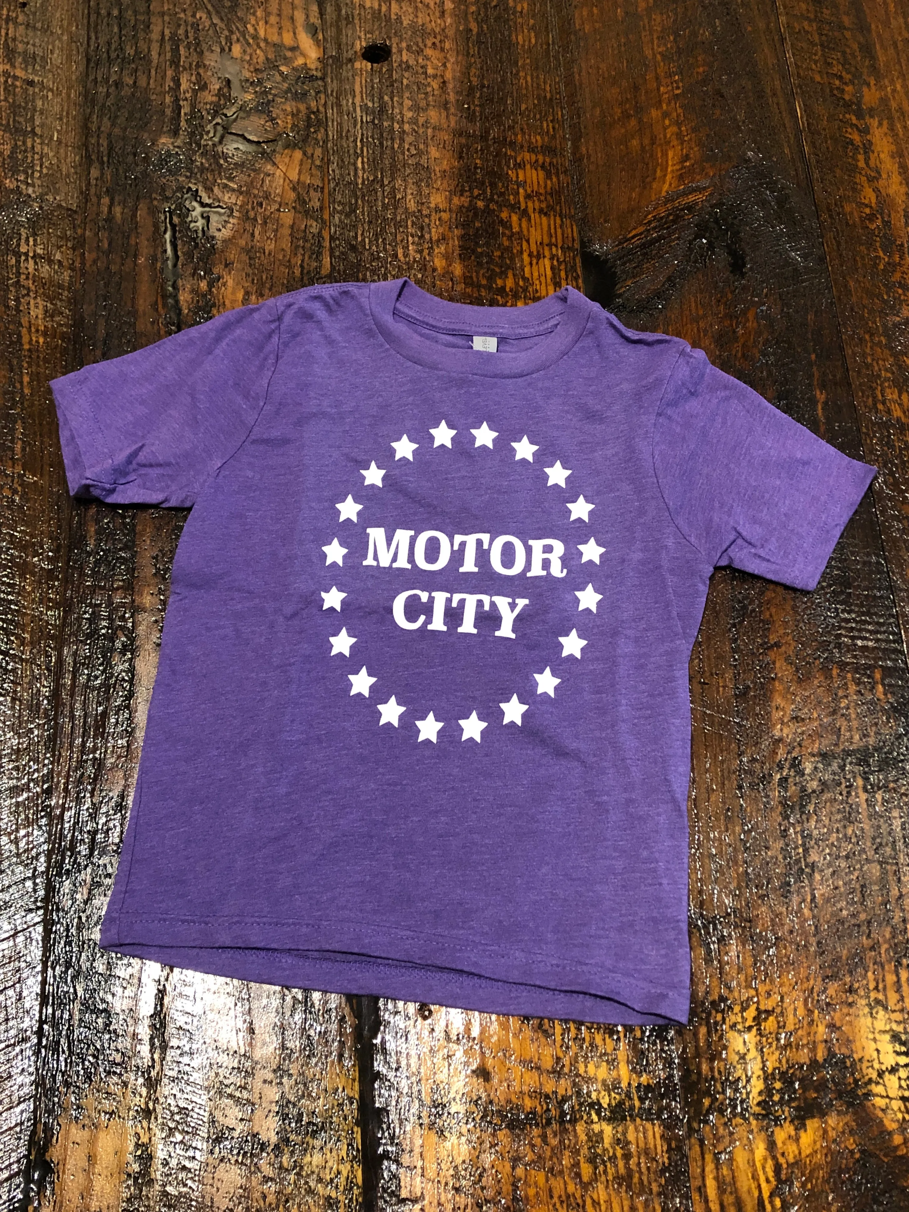 Motor City Stars Youth Tee / White   Heather Purple / Youth
