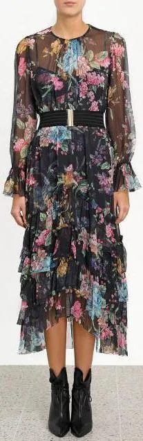 'Ninety-Six' Chevron Frill Dress