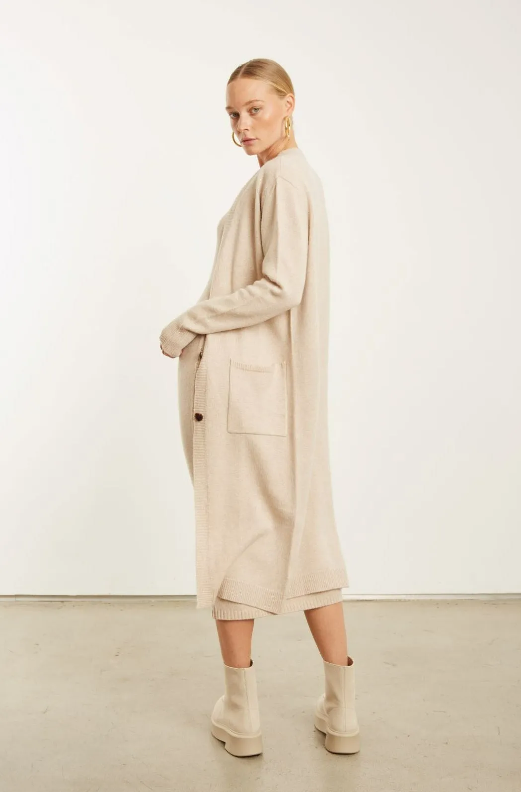 Oat Cashmere Long Cardigan