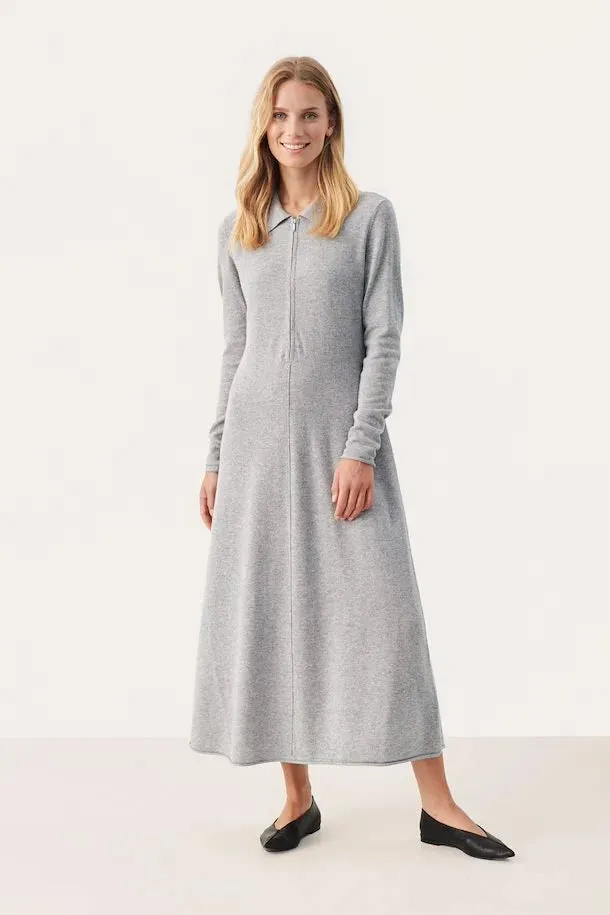 PART TWO CHEYENNE DRESS LIGHT GREY MELANANGE