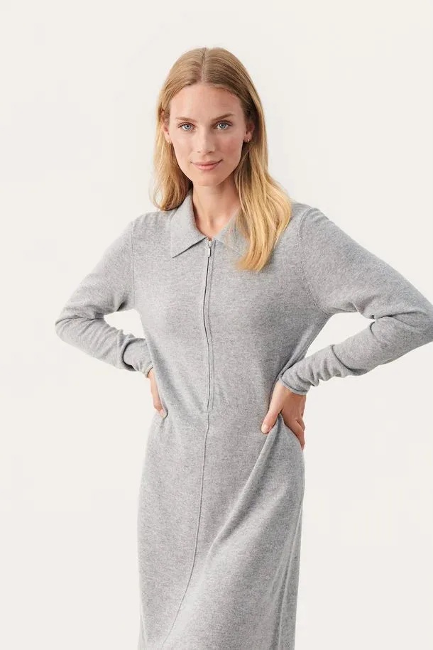 PART TWO CHEYENNE DRESS LIGHT GREY MELANANGE