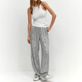 Pearl Sequin Straight Mop Fall/Winter 2024 Pants
