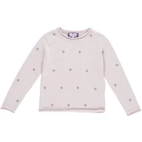 Polly Top With Silver  Polka Dots - Pink