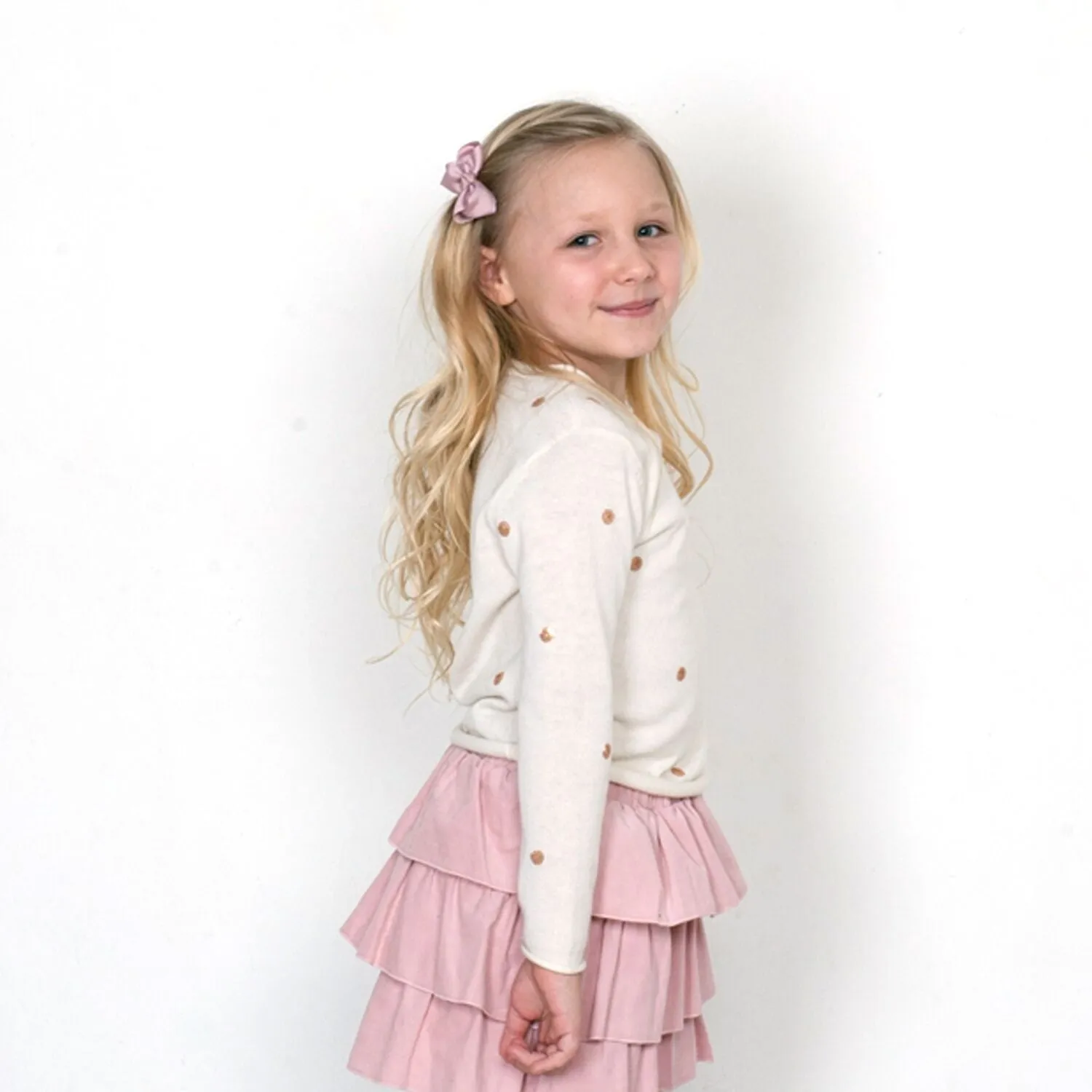 Polly Top With Silver  Polka Dots - Pink