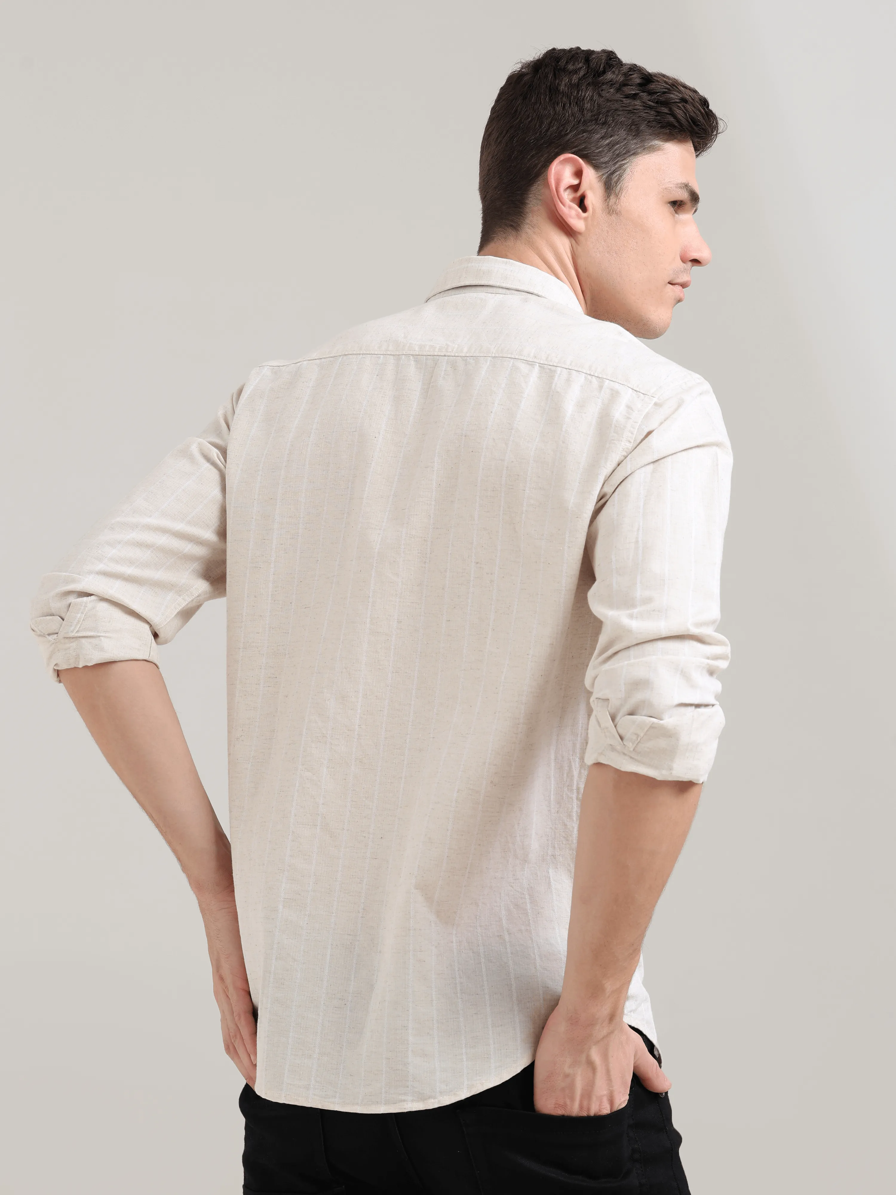 Pure Cotton white Stripes Casual Shirt