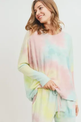 RAINBOW TIE DYE BRUSHED KNIT TOP