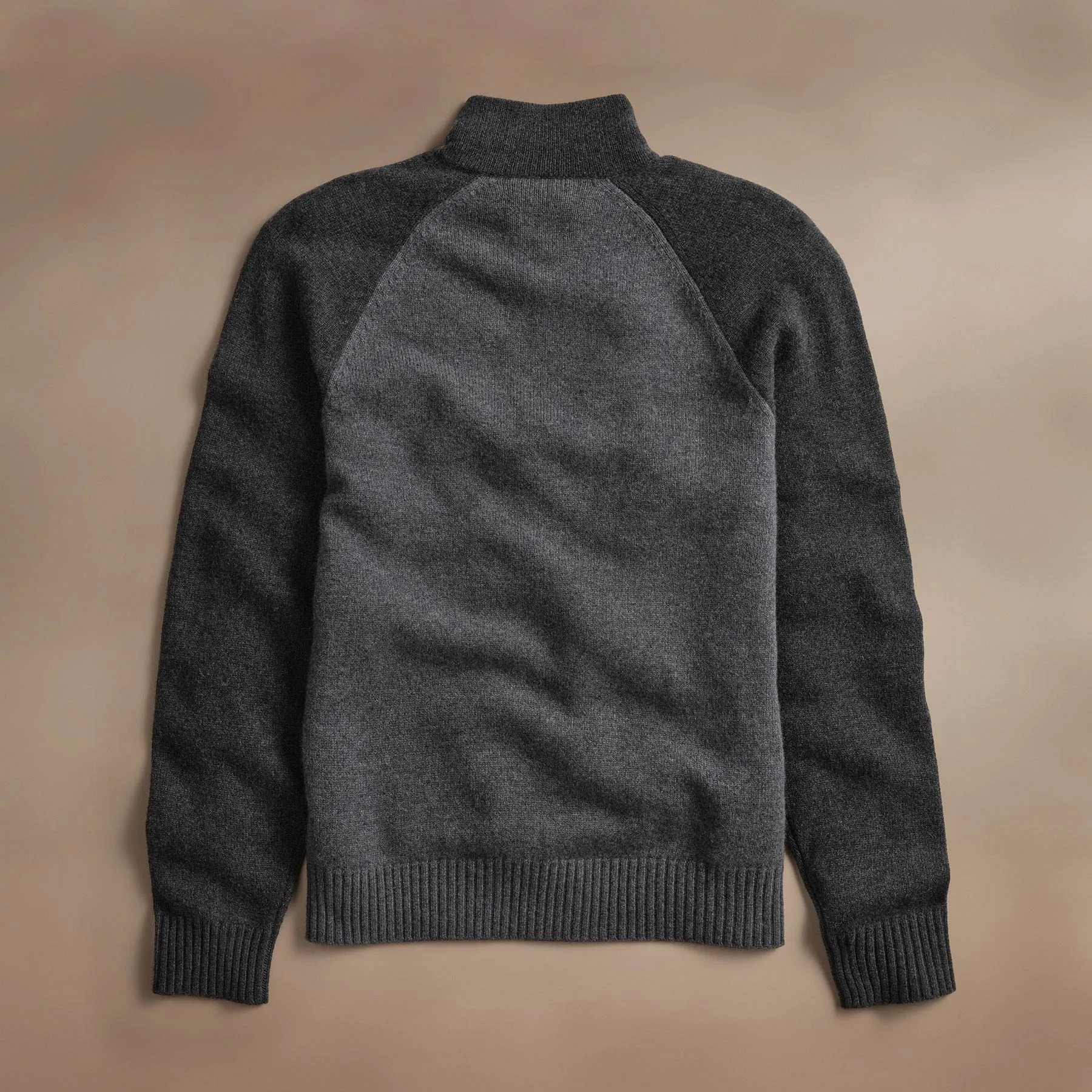 Recycled Cashmere Color Blocked Half Zip - Flannel/Coal