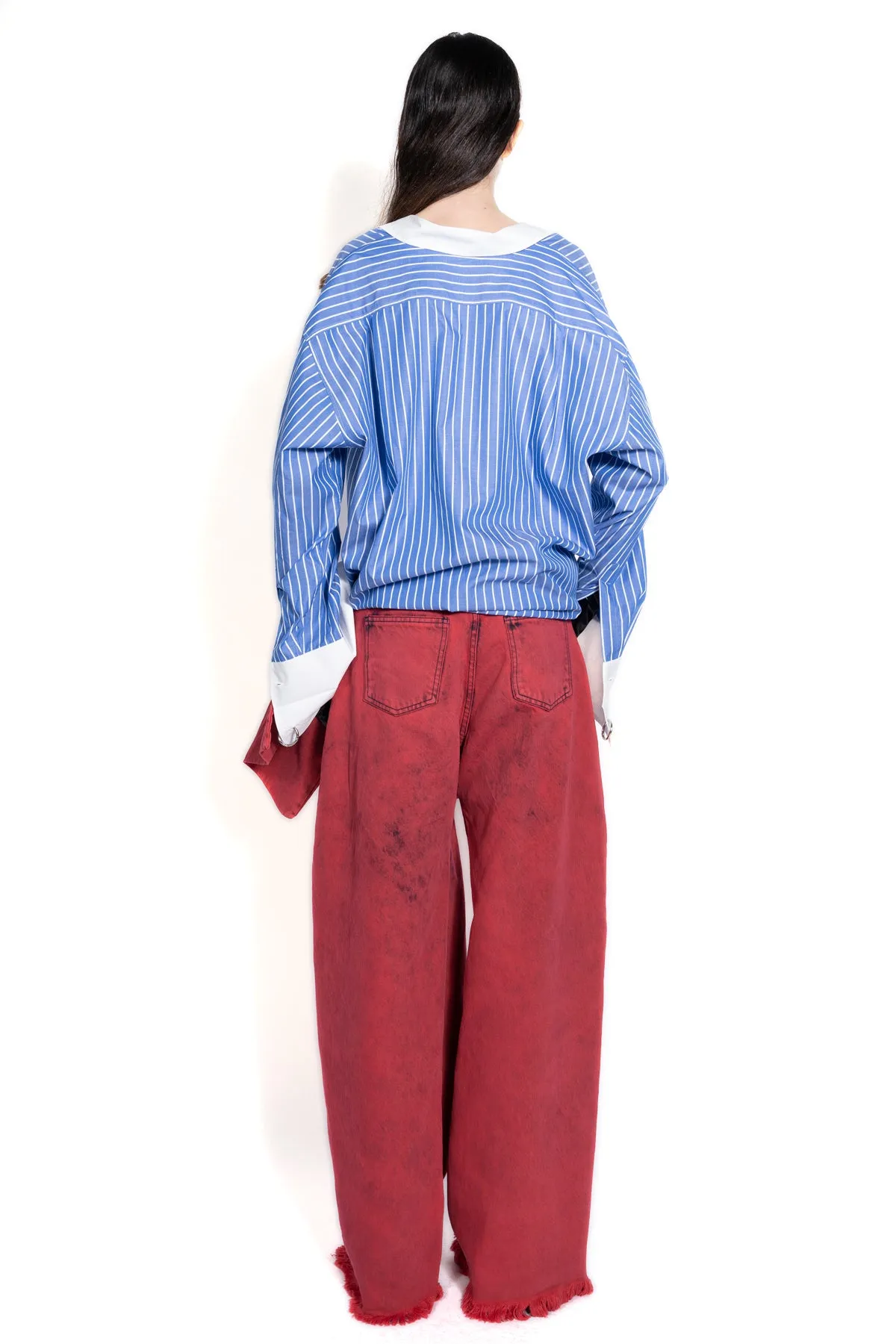 RED BOYFRIEND TROUSERS WITH BIG BOW