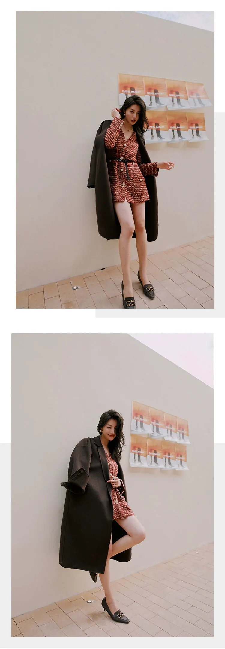 ROSEBANKS Ruby Red Woolen Suit Dress